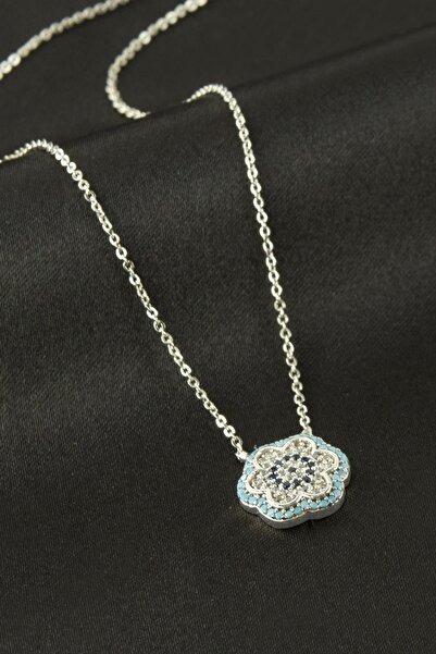 Marsilyan Flower Evil Eye Zircon Stone Necklace Ilkel-Bjt940