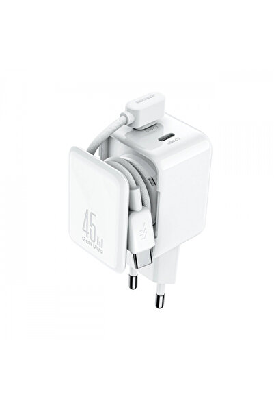 Joyroom Incarcator Retea Cu Cablu USB-C JR-TCL05, 45W, 3A, 2 x USB-C, Alb