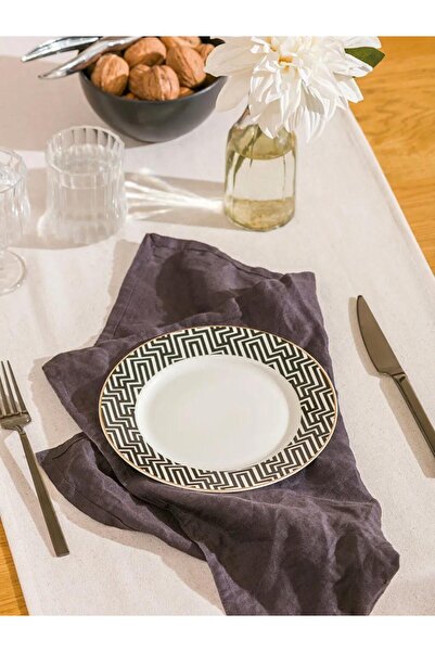 LC Waikiki Black Geometric Patterned Cake Plate 19 cm (S6)