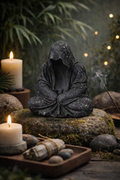 Turnberry Vintage Meditasyon Buddah Heykeli Mini Buda El Yapımı,El Boyama Taş...