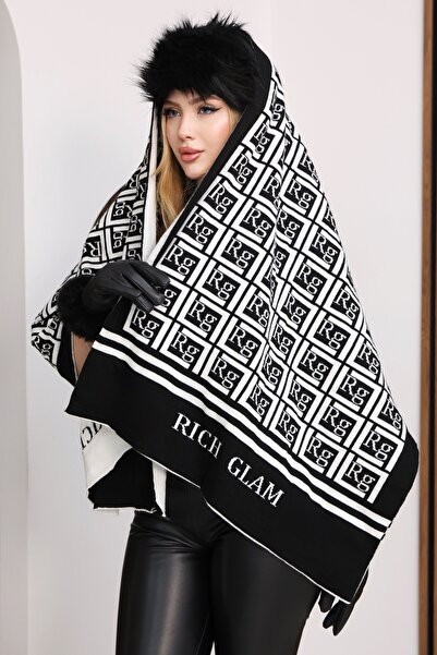 RICH GLAM Tri̇ko Reversible Premium Cotton Patterned Shawl