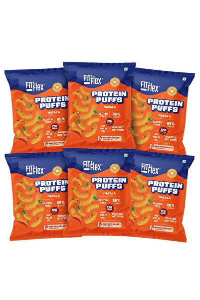 FIT and FLEX Protein Puffs Masala 12G Protein, Gluten free, No Trans-Fat, No ...