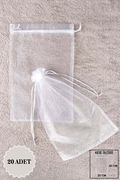 Mortex Beyaz Düz Organze Tül Kese 20 Adet 20x30 Cm Kına Havlu Terlik Seccade ...