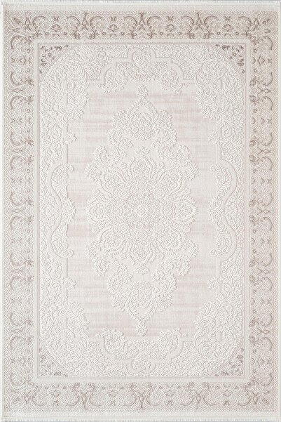 Karmen Halı Leon LN006B Krem Halı Klasik Desen Pamuk Taban Akrilik Tozuaz Sal...