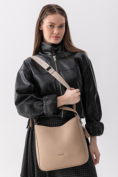 Just Polo Mila Charmlı Büyük Boy Yumuşak Deri Görünümlü Geniş Hacimli Vizon K...