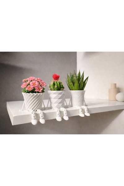 homee 3’lü Dekoratif Ayaklı Saksı Seti – Oturan Figür Tasarım Duvar Rafı & Ma...