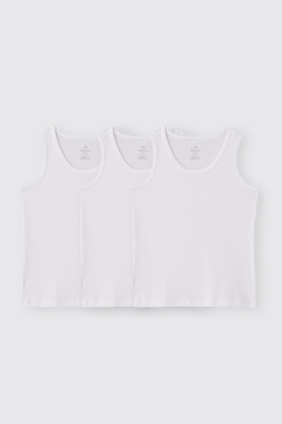 Panço Erkek Çocuk Kalın Askılı Beyaz 3'lü Atlet