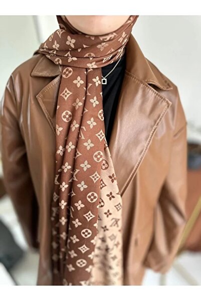 awix Silky Thin Viscose Cotton Shawl with Soft Texture and Logo Pattern on Bo...