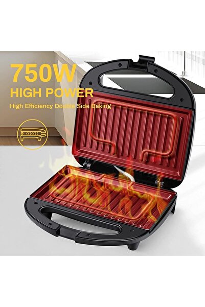 D LC Non-Stick Sandwich Maker with 750W Power