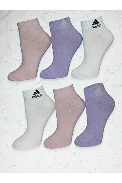 NoNameStore7 Unisex ankle socks with logo, 6 pairs, White, Pink, Purple, One ...