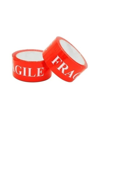 Golden SET 10 ROLE Banda adeziva inscriptionata FRAGILE 48mm/60m ALB/ROSU