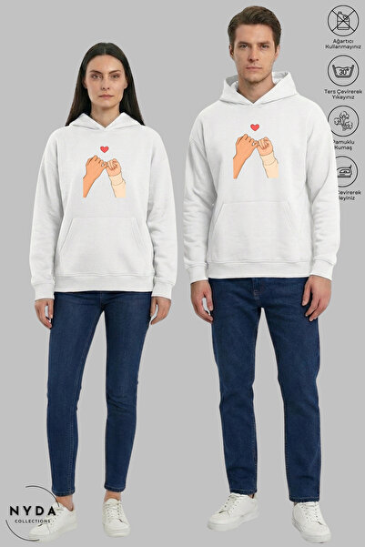 Nyda Collections Dear Couple Combination Promise Sign B Printed Hoodie K Hood...