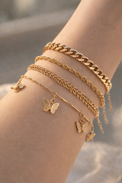 Z&T ACCESORIES Gold Color Adjustable 4-Piece Luxury Chain Bracelet Set – New ...