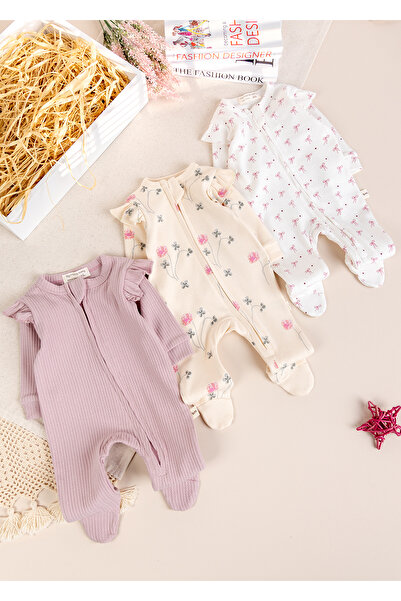 Babymod Triple 100% Cotton Baby Girl Rompers