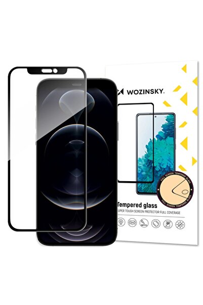 WOZINSKY Full Glue Protective Glass for iPhone 13/13 Pro/14/16e - Black, Case...