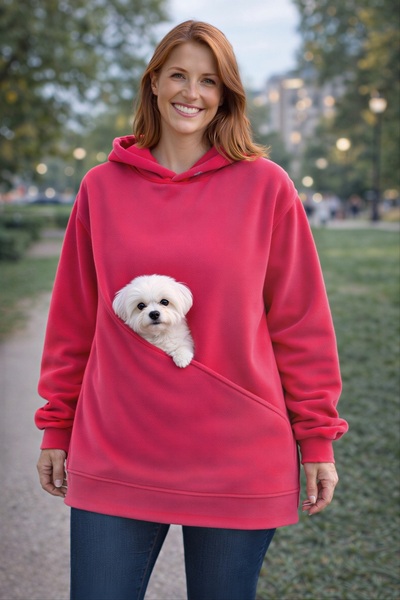 nisshop Kanguru Cepli Köpek Taşıma Sweatshirt – Kapüşonlu Evcil Hayvan Taşıyı...