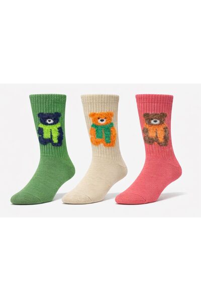 thesecret desire Unisex 3-Piece Plush Teddy Bear Figured Socks Set, Compatibl...