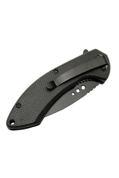 eco port 4215 Kırmızı Kamp Çakı 20cm- Yarı Otomatik, Kemerlikli, Oluklu
