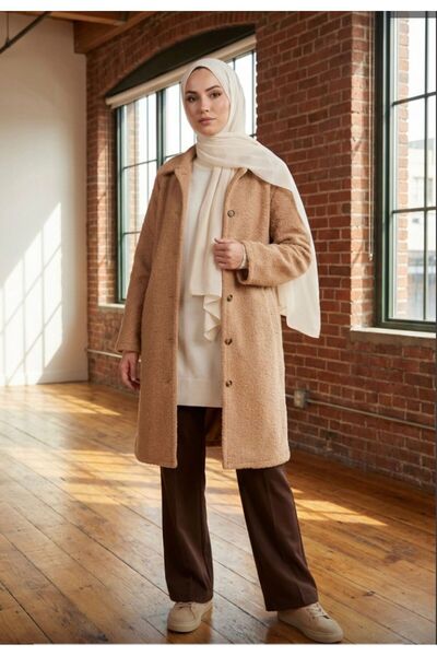 misselis Kadın uzun kap kaban rahat kesim büyük beden