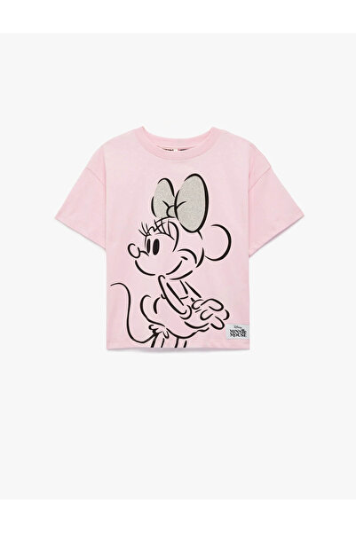 Koton Minnie Mouse Baskılı Lisanslı Pembe Kız Çocuk T-Shirt 6SKG10182AK