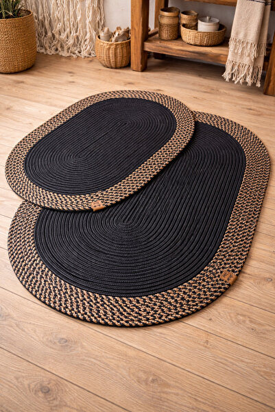 Mastella 2’li Jüt Banyo Paspas Takımı | Modern Şık Klozet Önü Paspas (40x60-5...