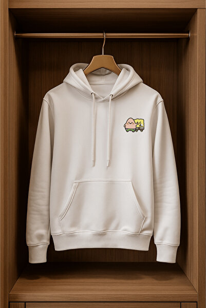 VANTINA Unisex Spongebob and Patrick Chest Printed Hooded Sweatshirt