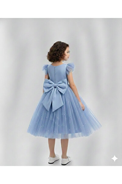 shop Kız Çoçuk İncili Mavi Elbise, Kız Çoçuk Mezuniyet Elbisesi