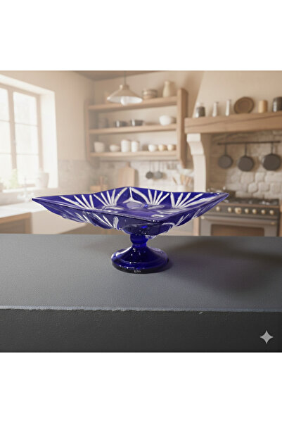 AYZ HOME Crystal Glass Presentation Bowl with Stand - 22 cm Cut-Decorated Sug...