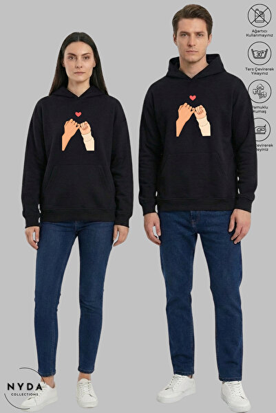 Nyda Collections Sevgili Çift Combini Combinație de hanorace cu glugă Marcaju...