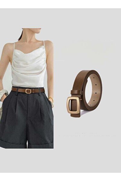 Generic Women's Double-Sided Natural Leather Belt - Double-Sided Buckle - Lux...