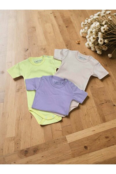 RYZE ÇOCUK Half Sleeve Triple Baby Zippered Bodysuit Lilac