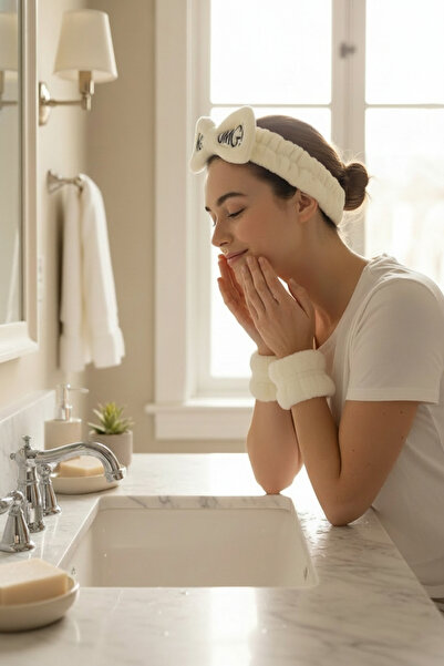 KANİNCHEN Set spa super moale, 2 bucăți, brățări pentru spălarea feței și ban...