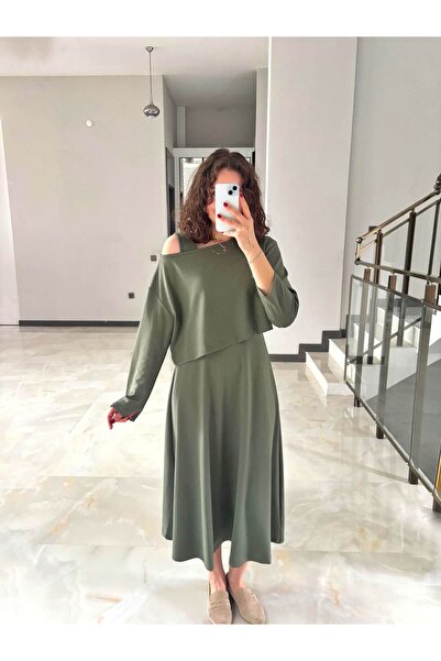 Sude Kızanlıklı Modal Fabric Blouse Dress Double Set