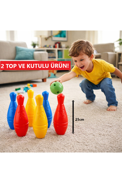 Realx Oyuncak Bowling Seti Büyük Boy 8 Parça 6 Labut 2 Top (KUTULU)