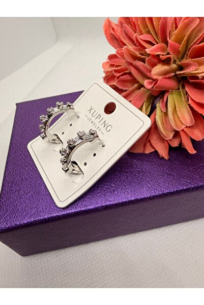 XUPING JEWELRY Zircon Stone Silver Color 6-Stone Steel Earrings