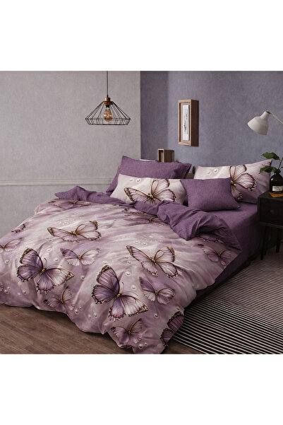 Casa Pucioasa Finet Bed Linen 6 Pieces, Double Bed Set, Purple Butterflies 20...