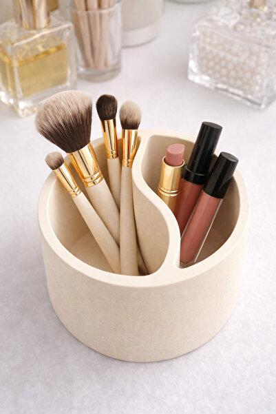 Sabletscrafts حامل فرش المكياج ومنظم مستحضرات التجميل مع حجرة مزدوجة - منظم م...