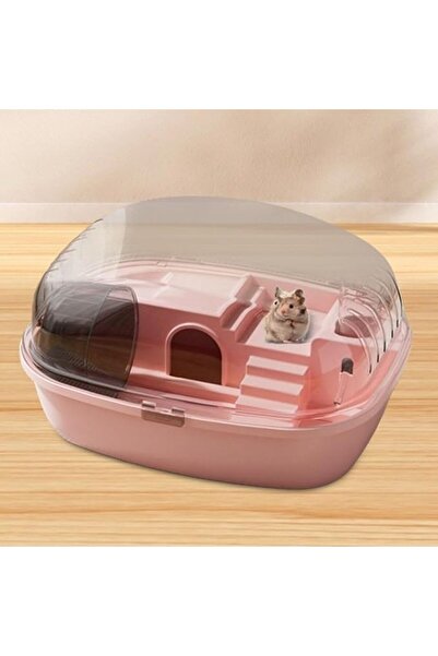 MASKY Şeffaf Üstlü ve Kolay Erişimli Lüks Hamster Evi Pembe