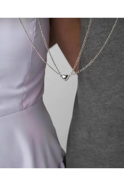 Bontexs Two Size Single Heart Magnet Couple Necklace