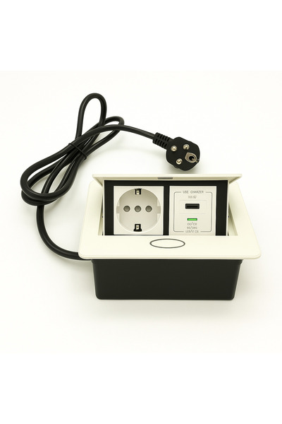 Adsinio Retractable Built-in Socket, Adsinio, 1 Schuko, 1 USB-A, 1 USB-C, Rat...