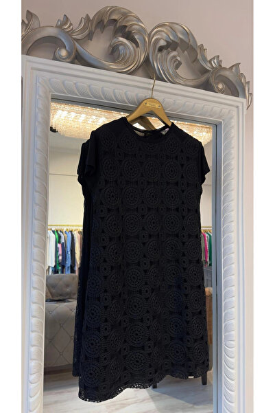 Invee Güpürlü İç Tunik - Siyah