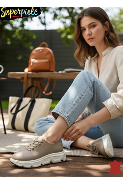 ANGEL BLUE Women's casual shoes made of natural leather with laces, thick wid...