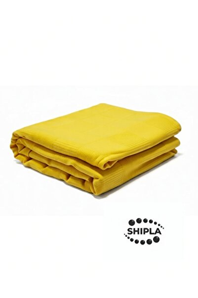 SHIPLA HOME Çift Kişilik Sarı Dama Desenli Pike Damalı Otel Pikesi 200 X 230