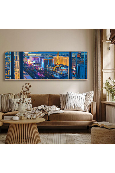 woodhomeworks Tek Parça Gerçek Ahşap Yatay Panorama Çerçeveli Tablo pencerede...