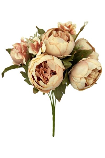 Nettenevime Artificial Flower Salmon Peony Bunch 7 Branches Bouquet 5 Peonies...