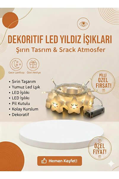 TeknoEser Dekoratif LED Yıldız Işıkları | Pilli, Yumuşak Işık, Gece Lambası &...