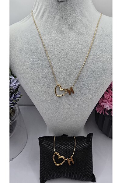 ahsenaksesuar2025 Paslanmaz Çelik -H- Harfli Kolye Bileklik Seti Altın & Gümü...