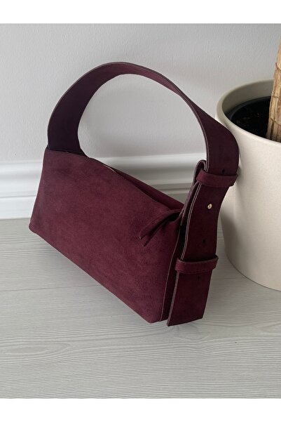 na nura collection Burgundy Women's Suede Hand and Shoulder Bag