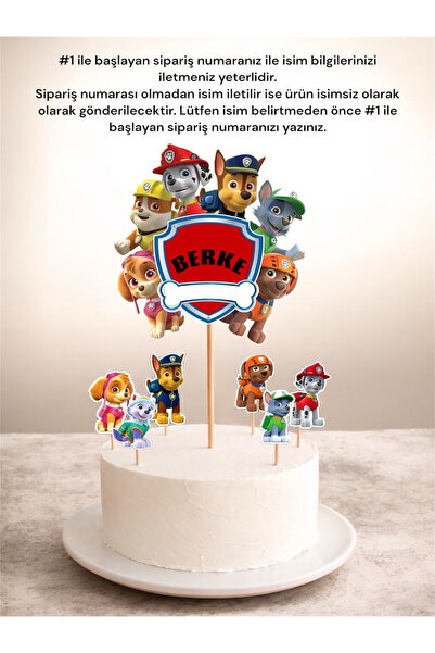 Sinem Gift Paw Petrol Konseptli Pasta Süsü - Doğum Günü Pasta Süsü - Paw Petr...