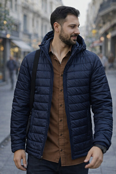 couis Quilted Hooded Jacket with Fleece Lining and Inside Pockets